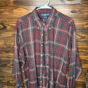 Ralph Lauren Blaire Button Down Shirt Mens XL Red Green Check Long Sleeve